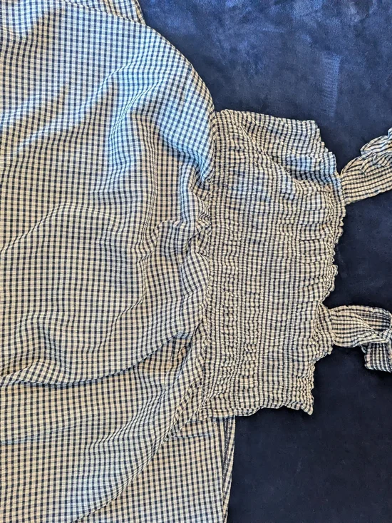 Old Navy Navy and White Gingham Smocked Midi Dress - Picture 2 of 3